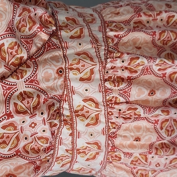 Max Studio V-Neck Side Zip Lined Elastic Waist Print Cotton Dress Size L - Picture 6 of 15